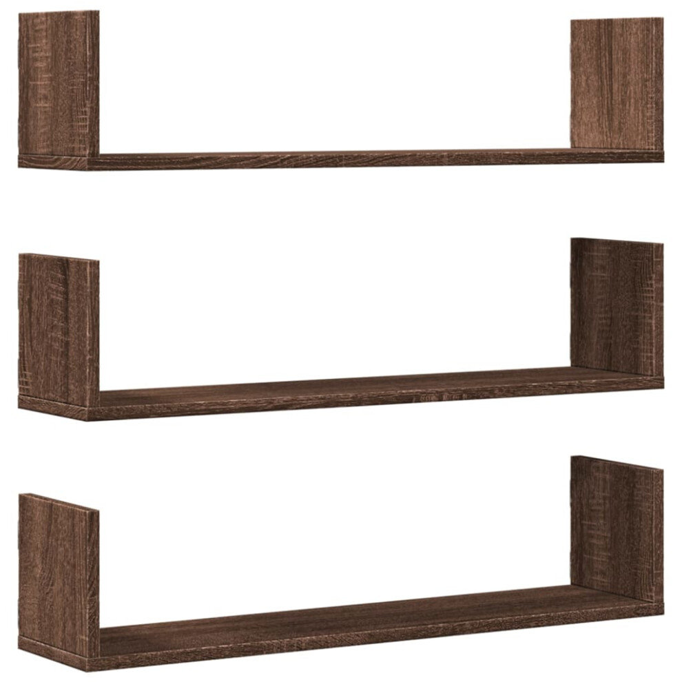 (brown oak, 80 X 18 X 18 cm) vidaXL Wall Shelves Wall Storage Shelf Floating Shelf 3 Pcs Engineered Wood