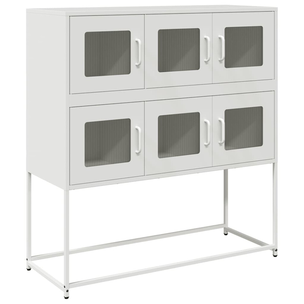 (white) vidaXL Sideboard White 100.5x39x107 cm Cold-rolled Steel storage cabinet