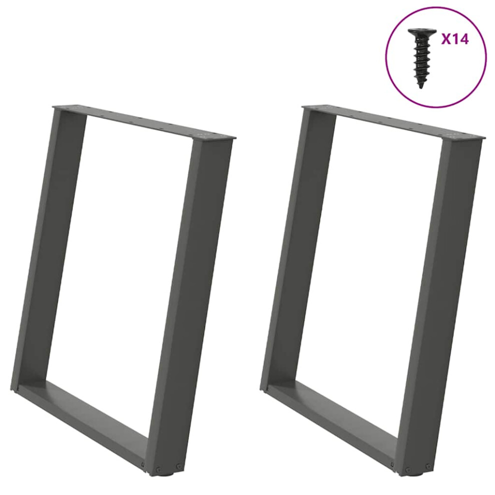 Vidaxl (, 70 X (72-73) Cm) Console Table Legs U-Shaped Desk Legs Metal Bar Stand Diy Pcs Steel Anthracite Size 2