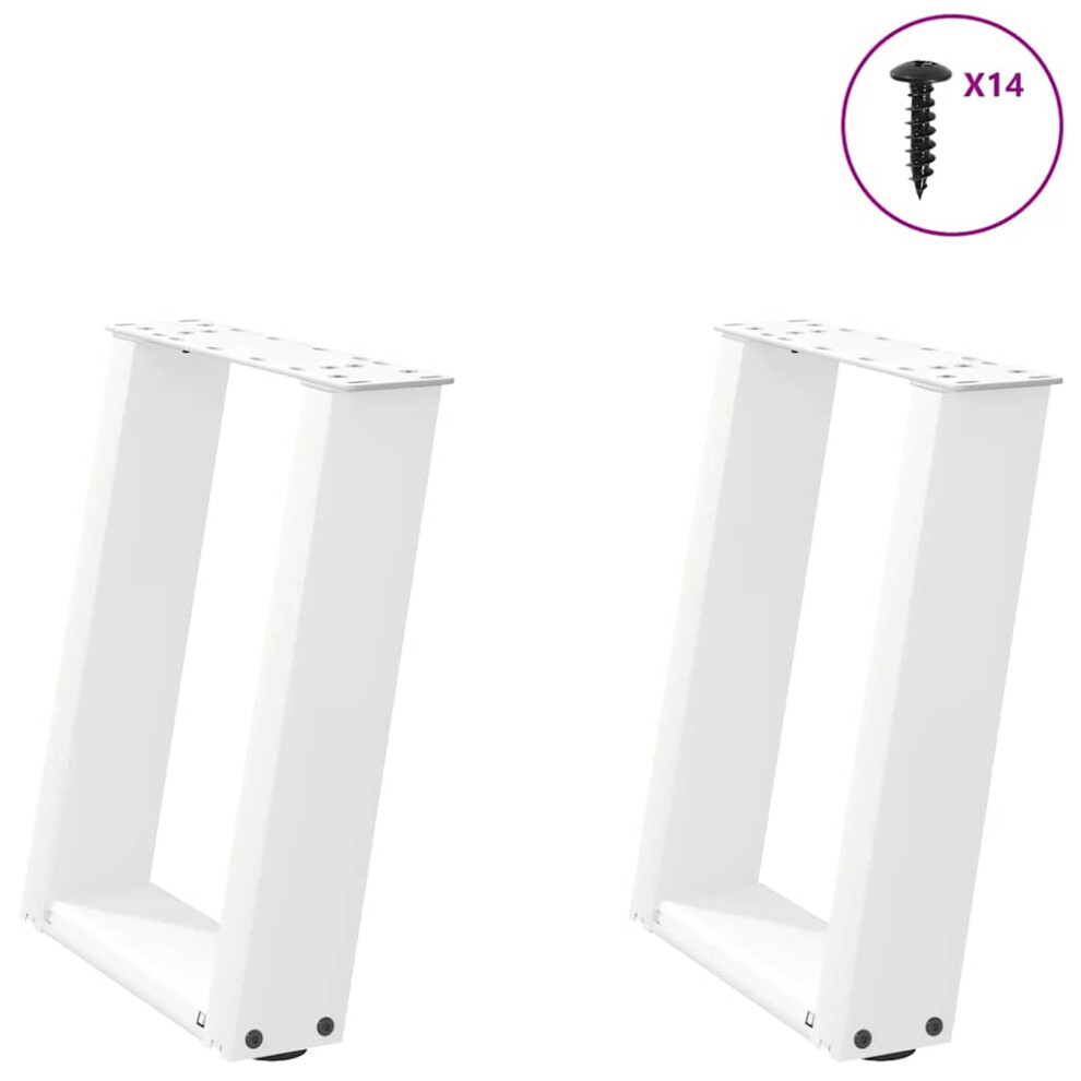 (white, 38 X (42-43) cm) vidaXL Console Table Legs U-Shaped Desk Legs Metal Bar Stand DIY 2 Pcs Steel