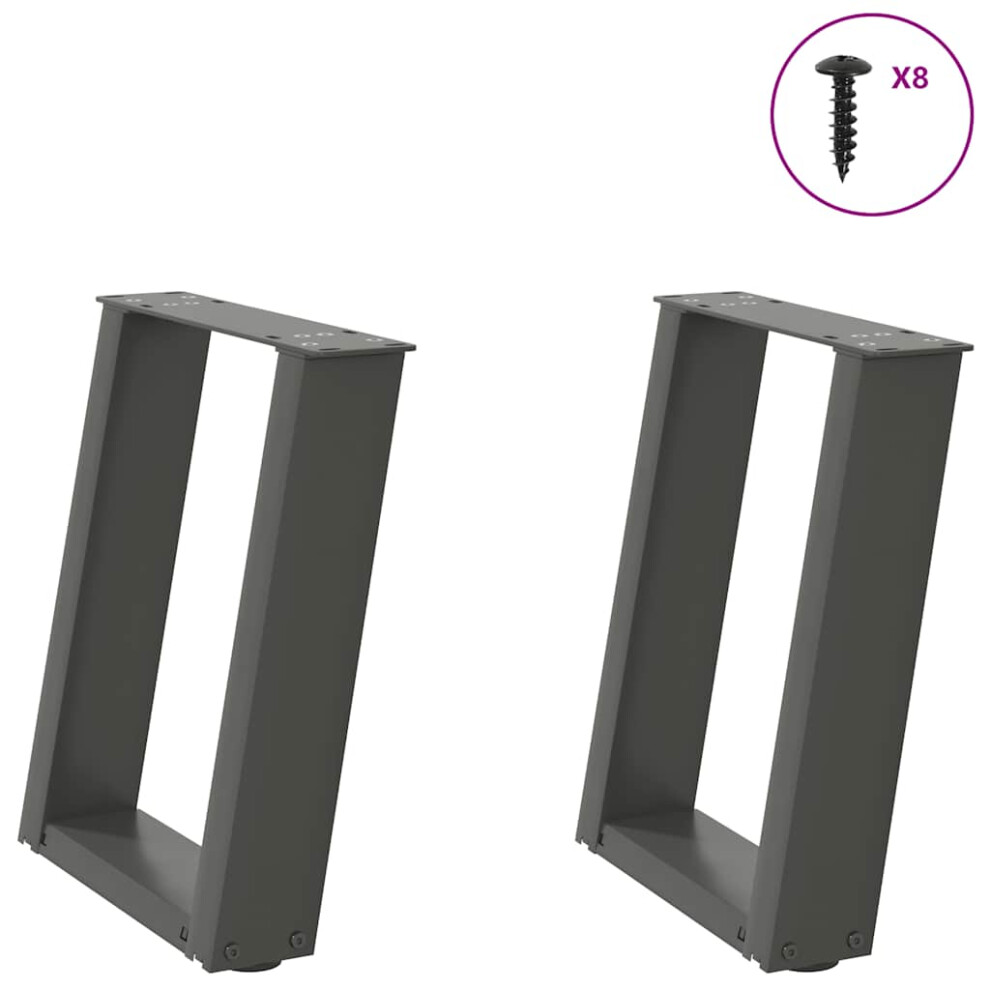 Vidaxl (Anthracite, 28 X (42-43) Cm) Console Table Legs U-Shaped Desk Legs Metal Bar Stand Diy 2 Pcs Steel