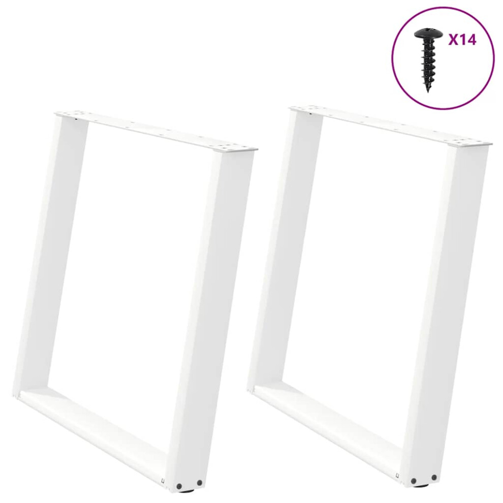 Vidaxl (, 90 X (72-73) Cm) Console Table Legs U-Shaped Desk Legs Metal Bar Stand Diy Pcs Steel White Size 2