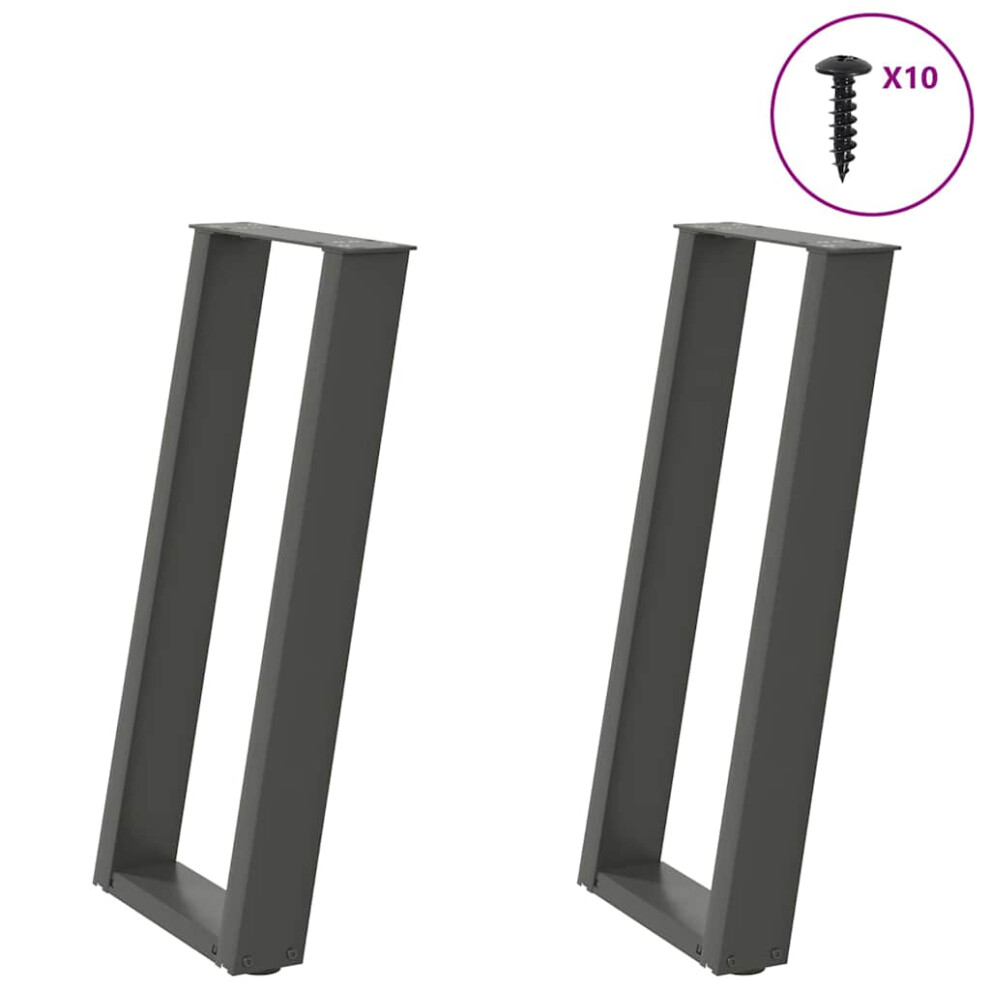 Vidaxl (Anthracite, 28 X (72-73) Cm) Console Table Legs U-Shaped Desk Legs Metal Bar Stand Diy 2 Pcs Steel