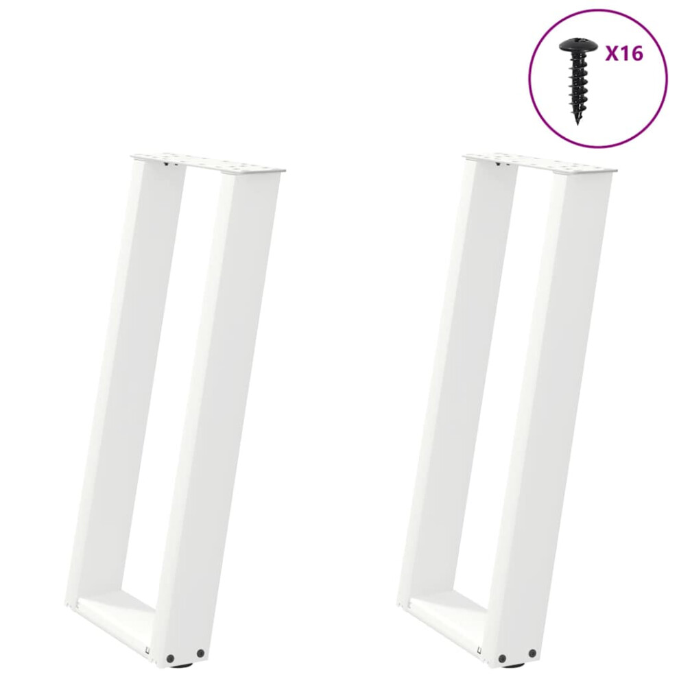 (white, 38 X (72-73) cm) vidaXL Console Table Legs U-Shaped Desk Legs Metal Bar Stand DIY 2 Pcs Steel