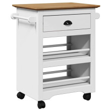 (white and brown) vidaXL Kitchen Trolley BODO White 67.5x45x80 cm vegetable trolley trolley