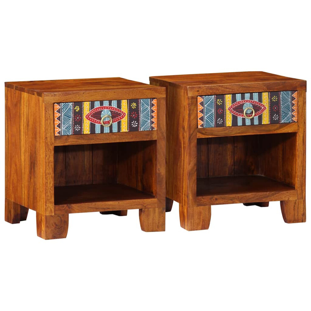 (40 X 35 X 45 cm/ 2 pcs) vidaXL Bedside Cabinet 2 Pcs 40x40x36 Cm Solid Wood Acacia Bedside Table