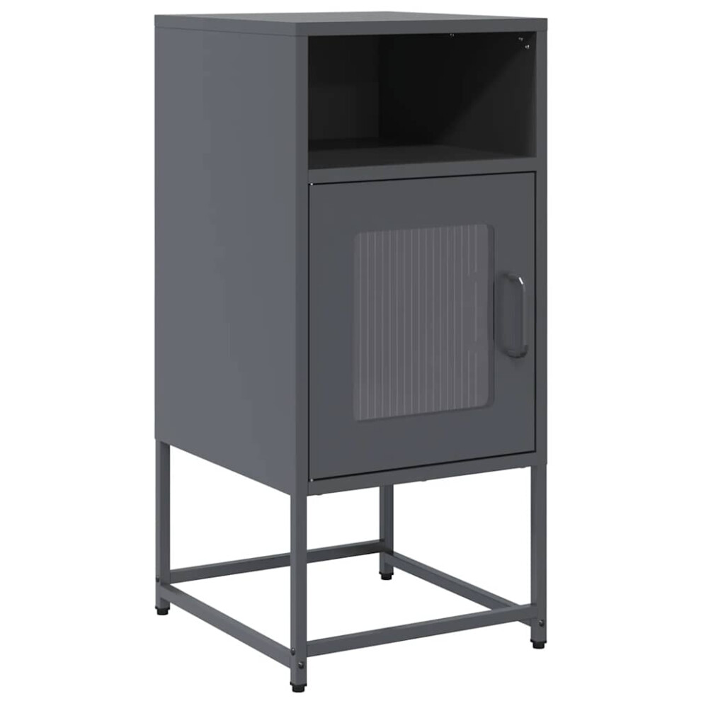 (anthracite) vidaXL Bedside Cabinet Black 36x39x78 Cm Cold-rolled Steel Bedside Table