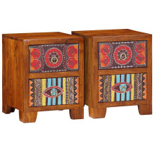 (2 pcs) vidaXL Bedside Cabinet 35x35x45 cm Solid Wood Acacia bedside table nightstand