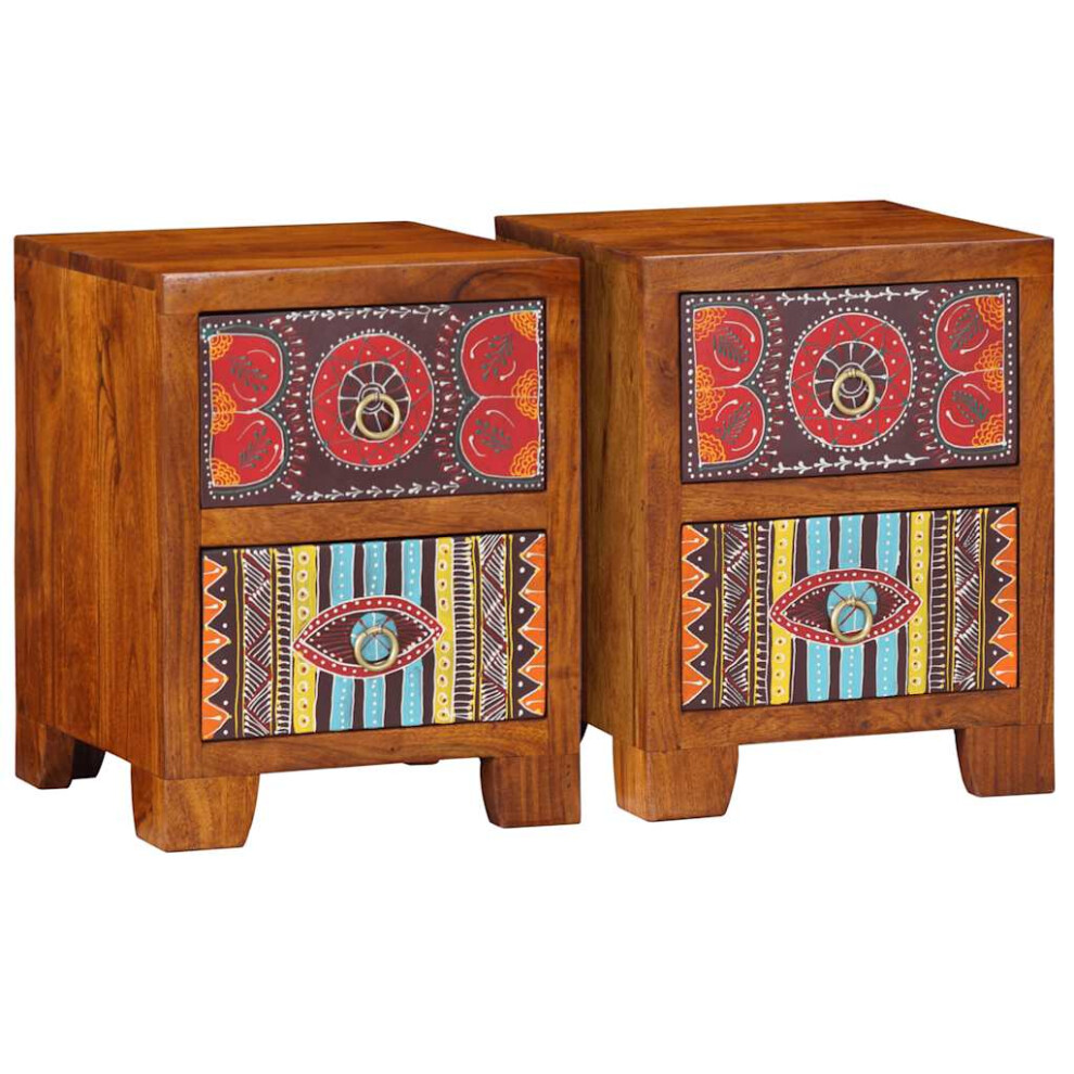 Vidaxl (2 Pcs) Bedside Cabinet 35X35x45 Cm Solid Wood Acacia Bedside Table Nightstand