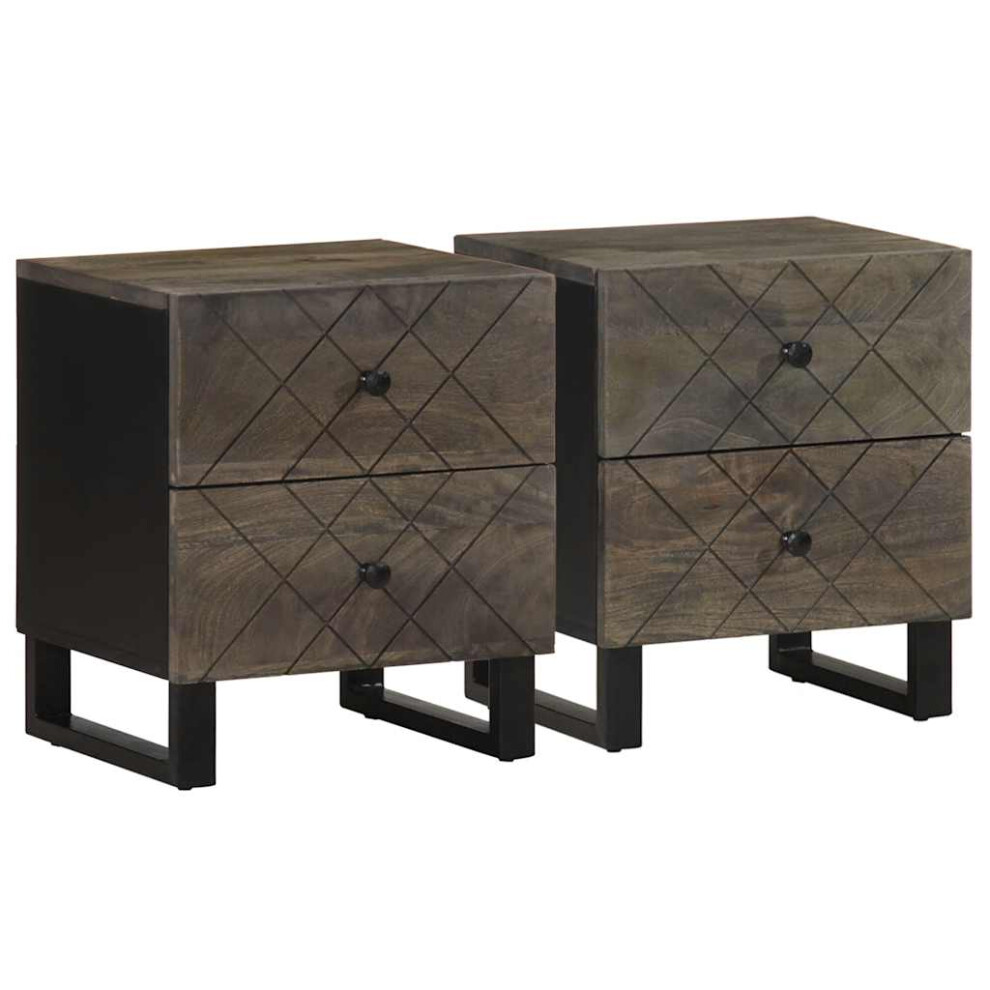 (2 pcs) vidaXL Bedside Cabinets 2 Pcs Black 40x33x46 Cm Solid Wood Mango Bedside Table