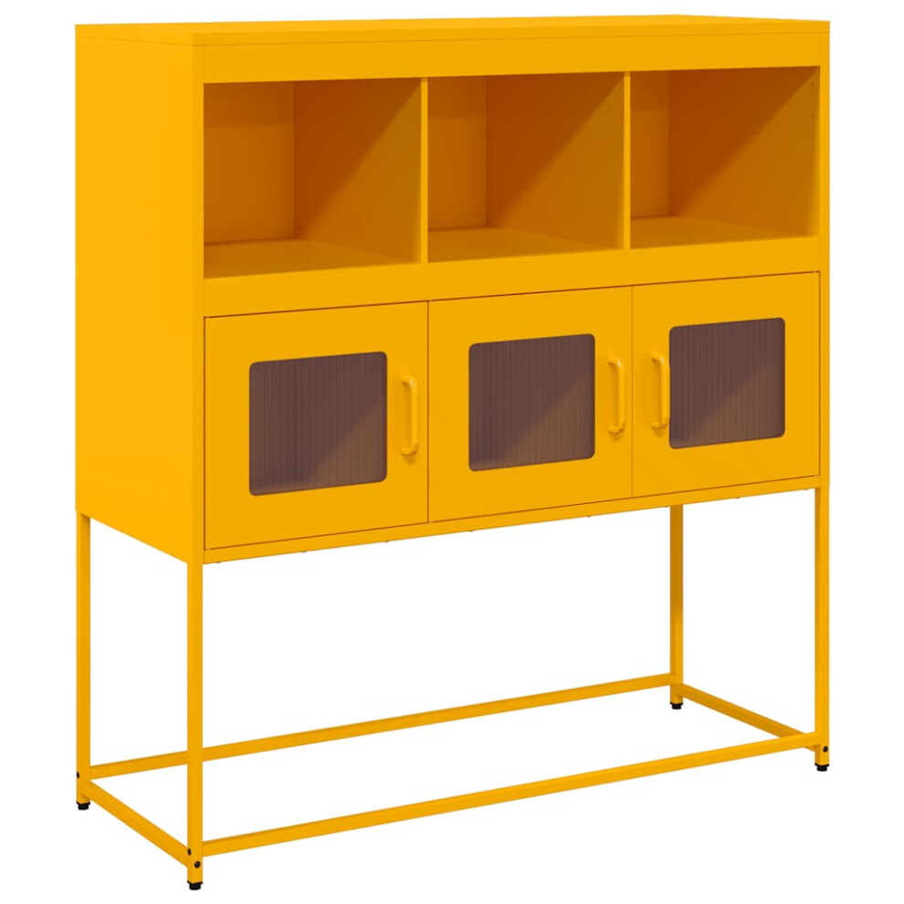 (mustard yellow) vidaXL Sideboard Mustard Yellow 100.5x39x107 Cm Cold-rolled Steel