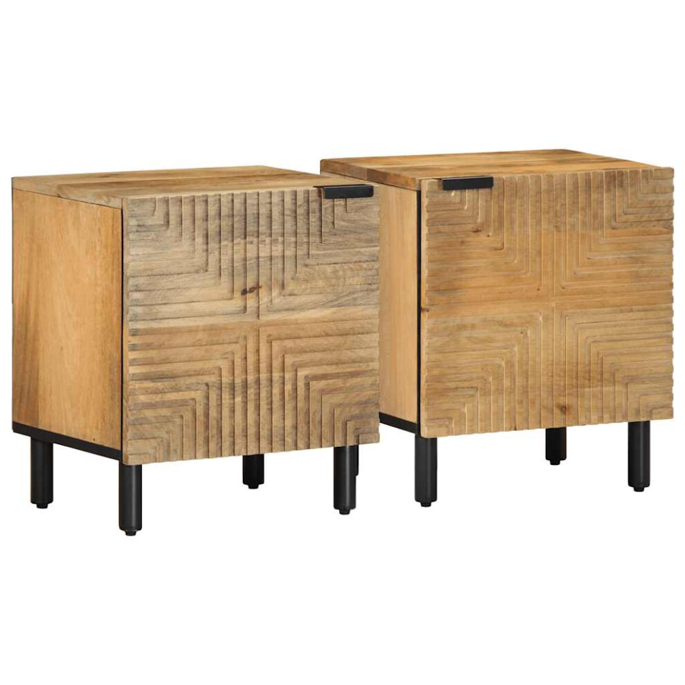 (2 pcs) vidaXL Bedside Cabinets 2 Pcs Brown 40x33x46 Cm Solid Wood Mango Bedside Table