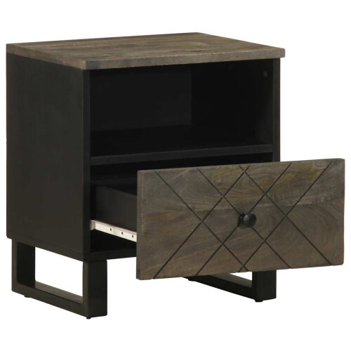 VidaXL (1 pcs) vidaXL Bedside Cabinet Black 40x33x46 cm Solid Wood Mango bedside table 1