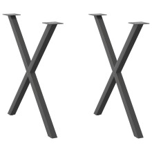 (anthracite, 80 x (72-73) cm (40 mm)/ 2 pcs) vidaXL Dining Table Legs X-Shaped Desk Legs Kitchen Metal Furniture Legs Steel