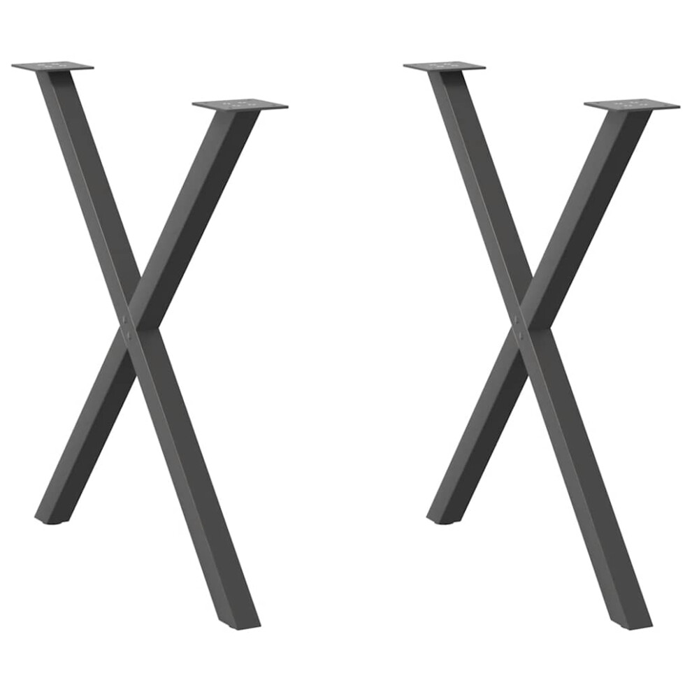 (anthracite, 80 X (72-73) Cm (40 mm)/ 2 pcs) vidaXL Dining Table Legs X-Shaped Desk Legs Kitchen Metal Furniture Legs Steel