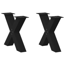 (black, 60 x (42-43) cm (80 mm)/ 2 pcs) vidaXL Dining Table Legs X-Shaped Desk Legs Kitchen Metal Furniture Legs Steel