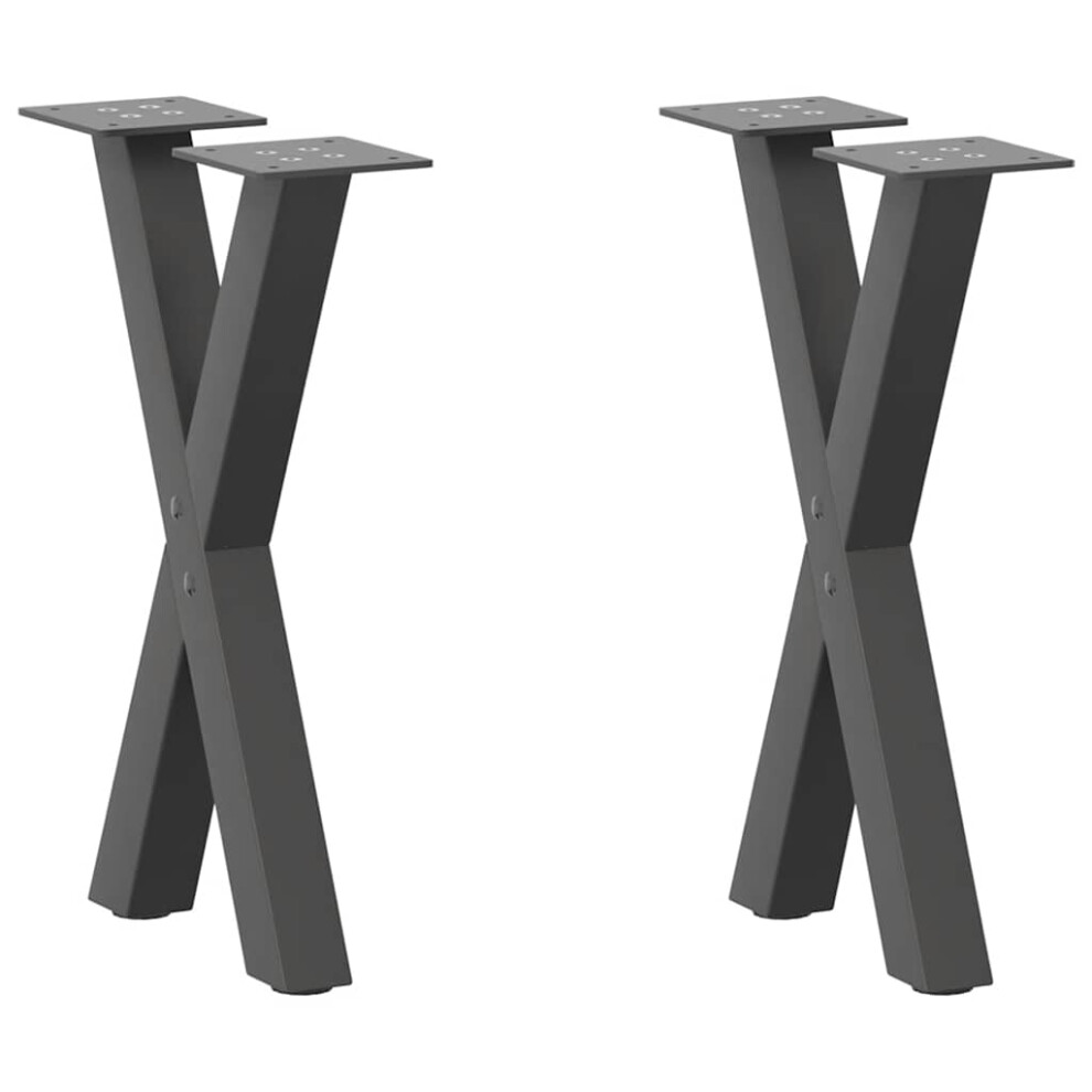 Vidaxl (Anthracite, 28 X (42-43) Cm (40 Mm)/ 2 Pcs) Dining Table Legs X-Shaped Desk Legs Kitchen Metal Furniture Legs Steel