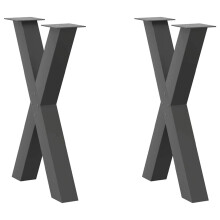(anthracite, 60 x (72-73) cm (80 mm)/ 2 pcs) vidaXL Dining Table Legs X-Shaped Desk Legs Kitchen Metal Furniture Legs Steel