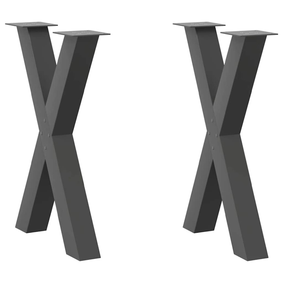 VIDAXL X-Shaped Dining Table Legs, Steel Furniture Supports in Black, Set of 2, 60 x 73 cm - Image 2