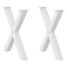 (white, 80 x (72-73) cm (80 mm)/ 2 pcs) vidaXL Dining Table Legs X-Shaped Desk Legs Kitchen Metal Furniture Legs Steel