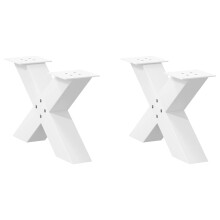 (white, 60 x (30-31) cm (80 mm)/ 2 pcs) vidaXL Dining Table Legs X-Shaped Desk Legs Kitchen Metal Furniture Legs Steel