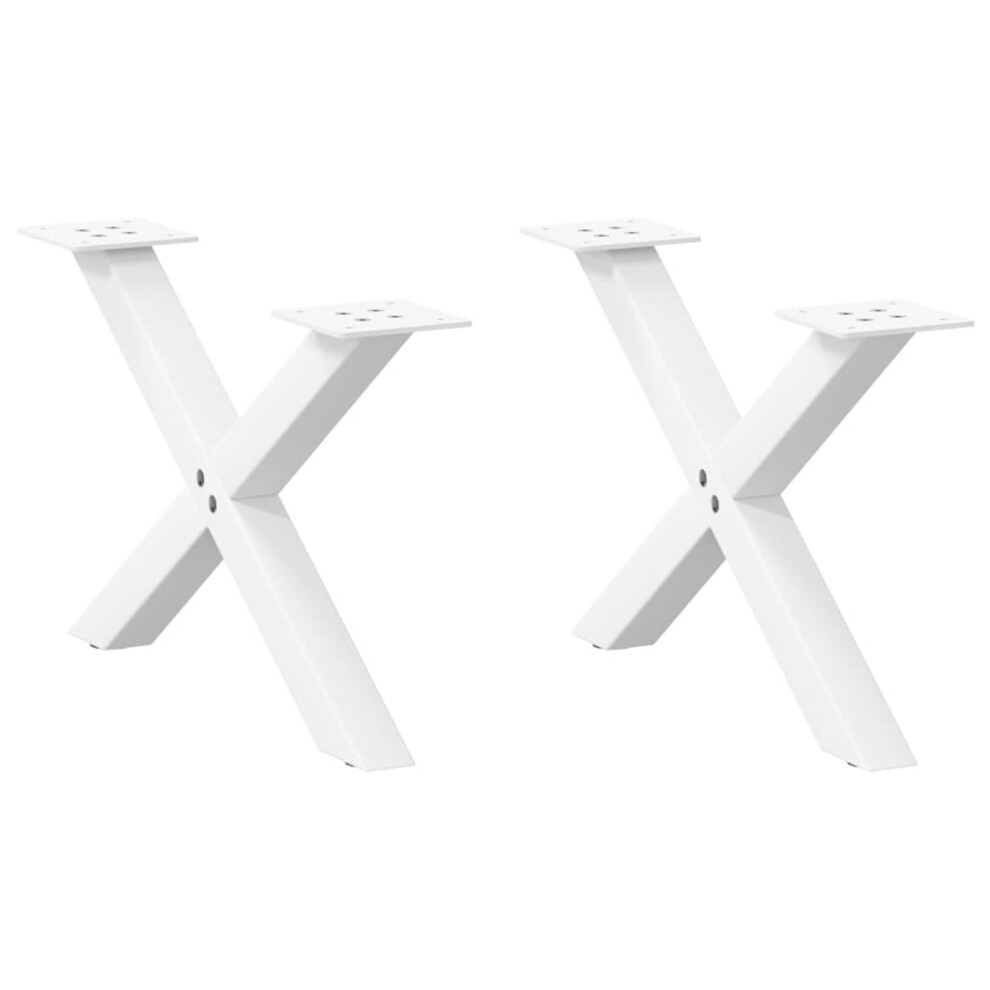 (white, 60 X (30-31) Cm (40 mm)/ 2 pcs) vidaXL Dining Table Legs X-Shaped Desk Legs Kitchen Metal Furniture Legs Steel