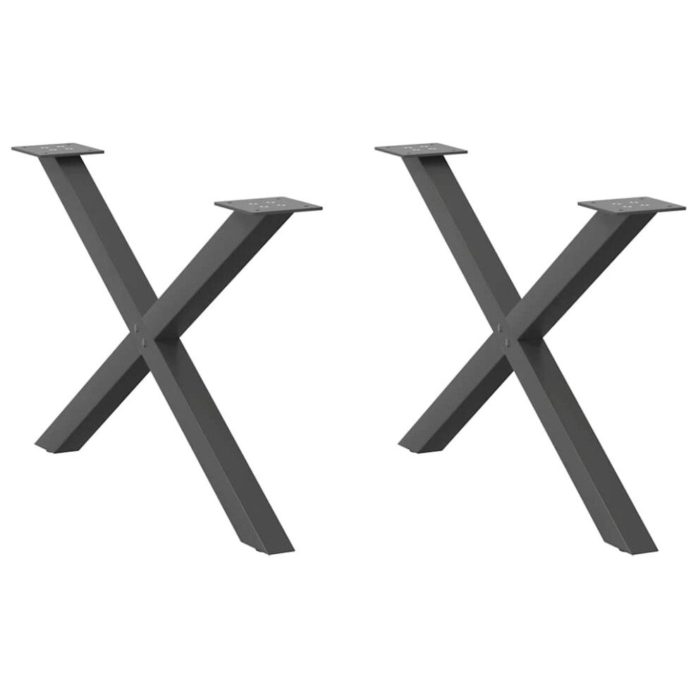 (anthracite, 70 X (42-43) Cm (40 mm)/ 2 pcs) vidaXL Dining Table Legs X-Shaped Desk Legs Kitchen Metal Furniture Legs Steel