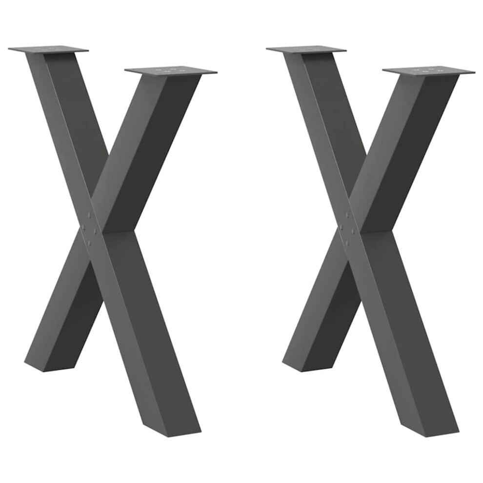 Vidaxl (, 70 X (72-73) Cm (80 Mm)/ Pcs) Dining Table Legs X-Shaped Desk Legs Kitchen Metal Furniture Legs Steel Anthracite Size 2