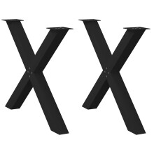 (black, 90 x (72-73) cm (80 mm)/ 2 pcs) vidaXL Dining Table Legs X-Shaped Desk Legs Kitchen Metal Furniture Legs Steel