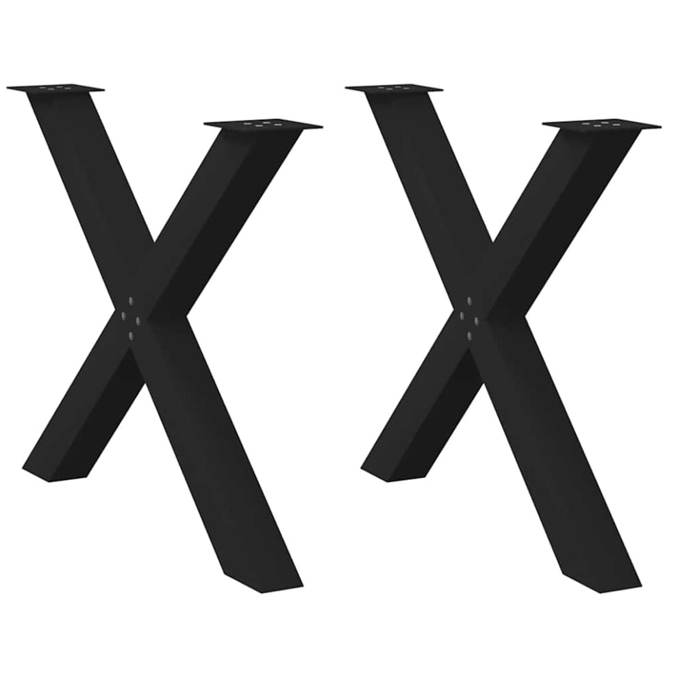 VIDAXL X-Shaped Dining Table Legs in Black Steel, 2-Piece Set, 90x73 cm, Adjustable Height Furniture Base for Custom Tables - Image 2