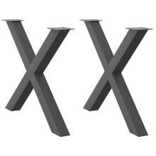 (anthracite, 90 x (72-73) cm (80 mm)/ 2 pcs) vidaXL Dining Table Legs X-Shaped Desk Legs Kitchen Metal Furniture Legs Steel
