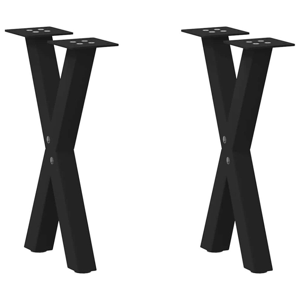 (black, 28 x (42-43) cm (40 mm)/ 2 pcs) vidaXL Dining Table Legs X-Shaped Desk Legs Kitchen Metal Furniture Legs Steel