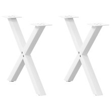 (white, 50 x (42-43) cm (40 mm)/ 2 pcs) vidaXL Dining Table Legs X-Shaped Desk Legs Kitchen Metal Furniture Legs Steel