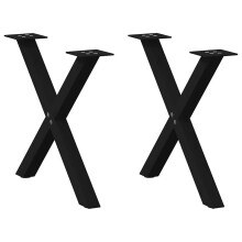 (black, 50 x (42-43) cm (40 mm)/ 2 pcs) vidaXL Dining Table Legs X-Shaped Desk Legs Kitchen Metal Furniture Legs Steel