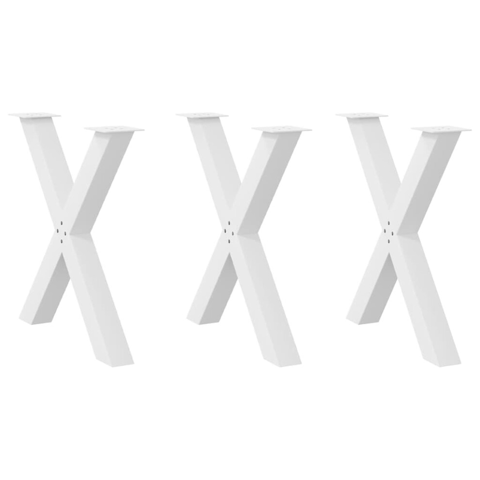 (white, 80 x (72-73) cm (80 mm)/ 3 pcs) vidaXL Dining Table Legs X-Shaped Desk Legs Kitchen Metal Furniture Legs Steel