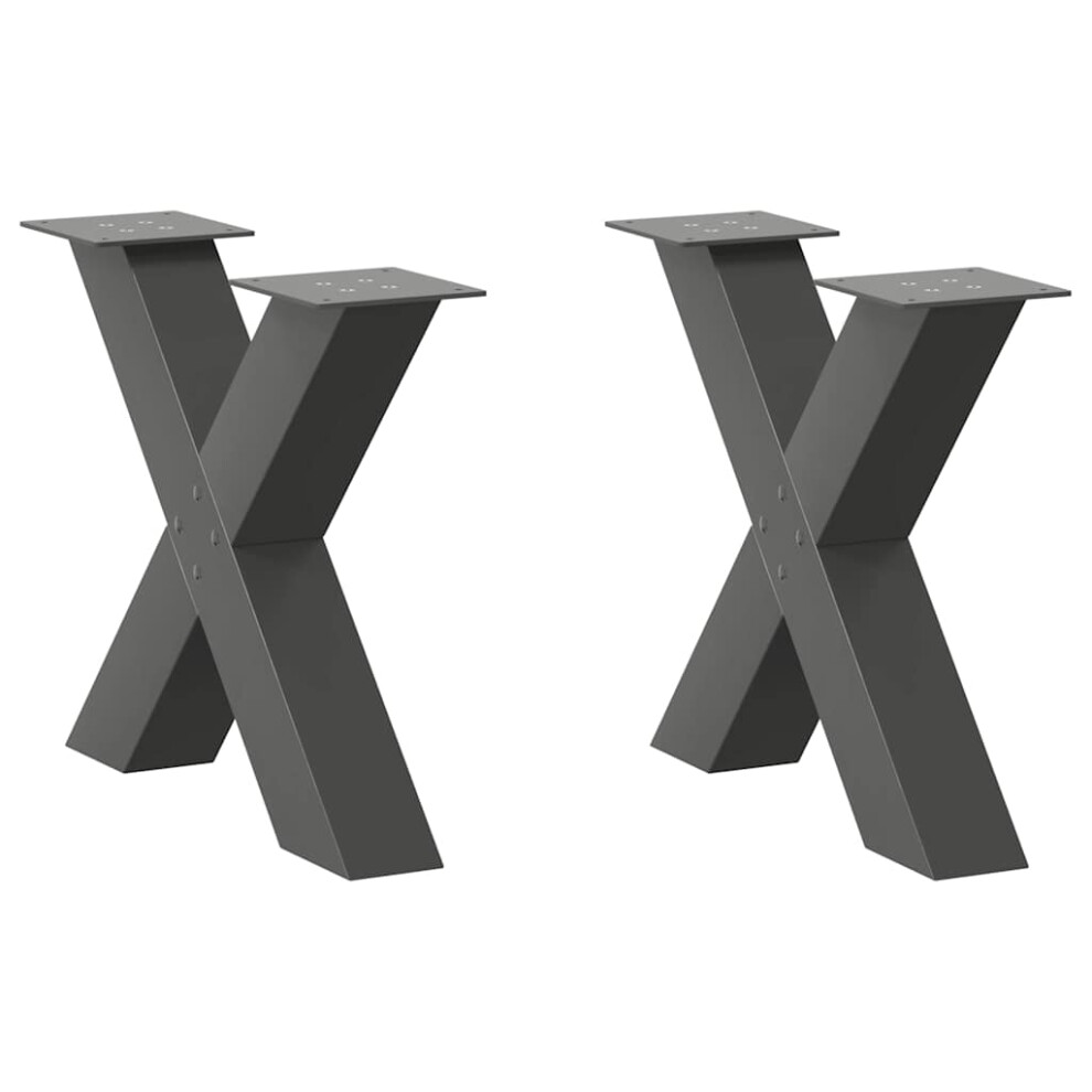 (anthracite, 50 x (42-43) cm (80 mm)/ 2 pcs) vidaXL Dining Table Legs X-Shaped Desk Legs Kitchen Metal Furniture Legs Steel