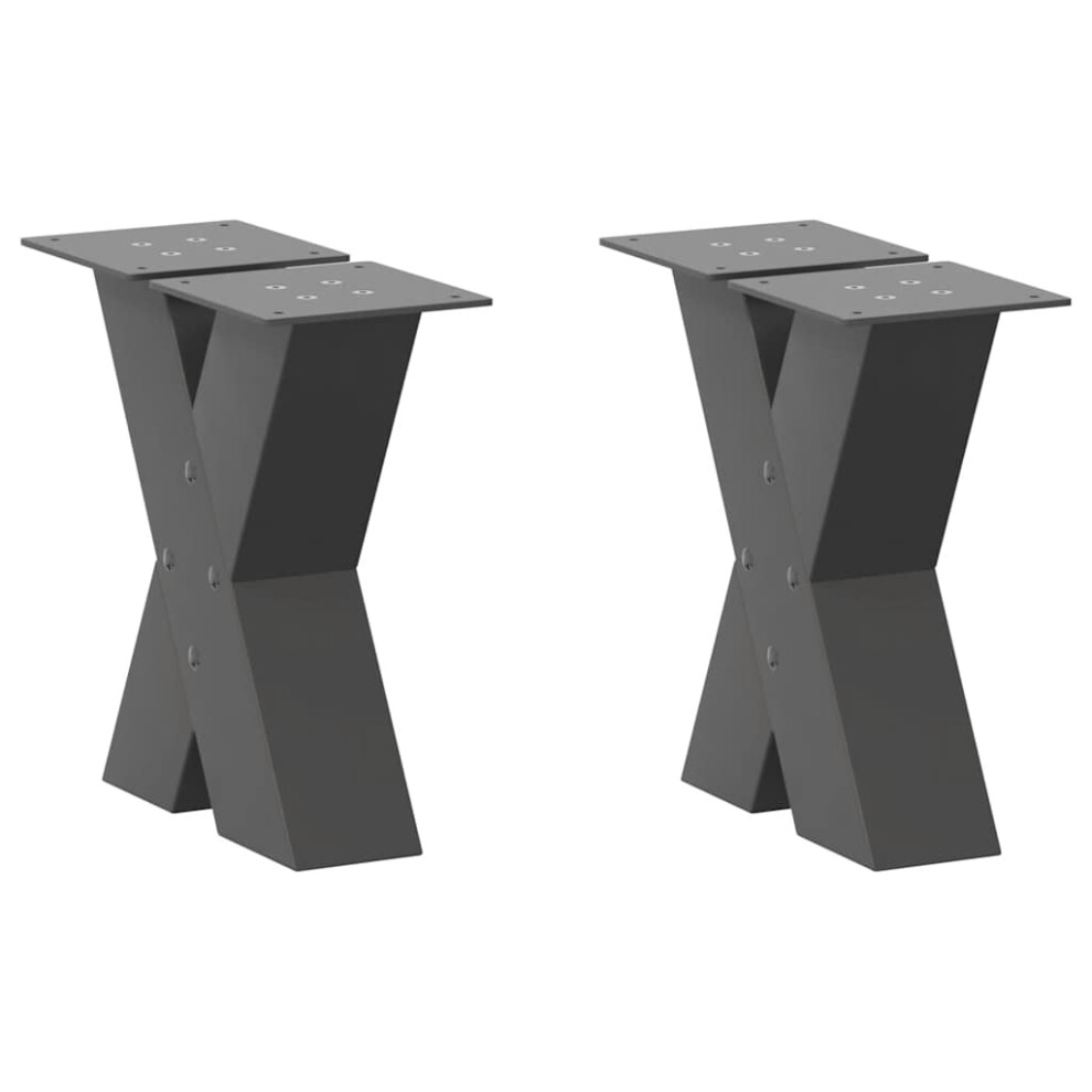 (anthracite, 30 x (30-31) cm (80 mm)/ 2 pcs) vidaXL Dining Table Legs X-Shaped Desk Legs Kitchen Metal Furniture Legs Steel