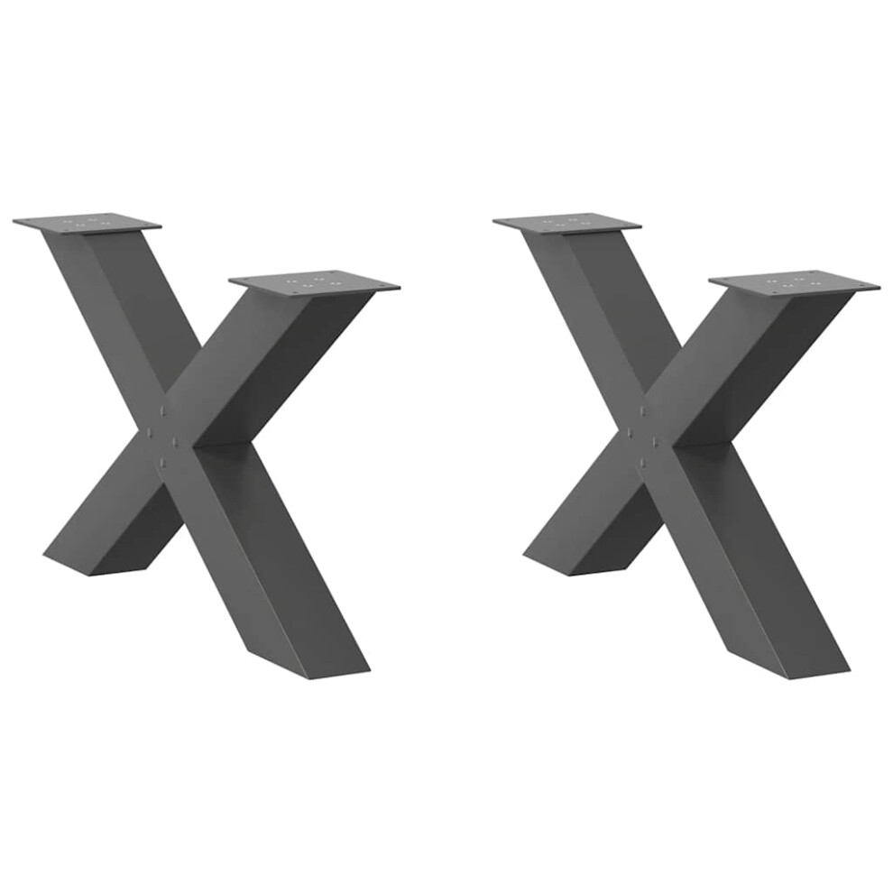 (anthracite, 70 X (42-43) Cm (80 mm)/ 2 pcs) vidaXL Dining Table Legs X-Shaped Desk Legs Kitchen Metal Furniture Legs Steel