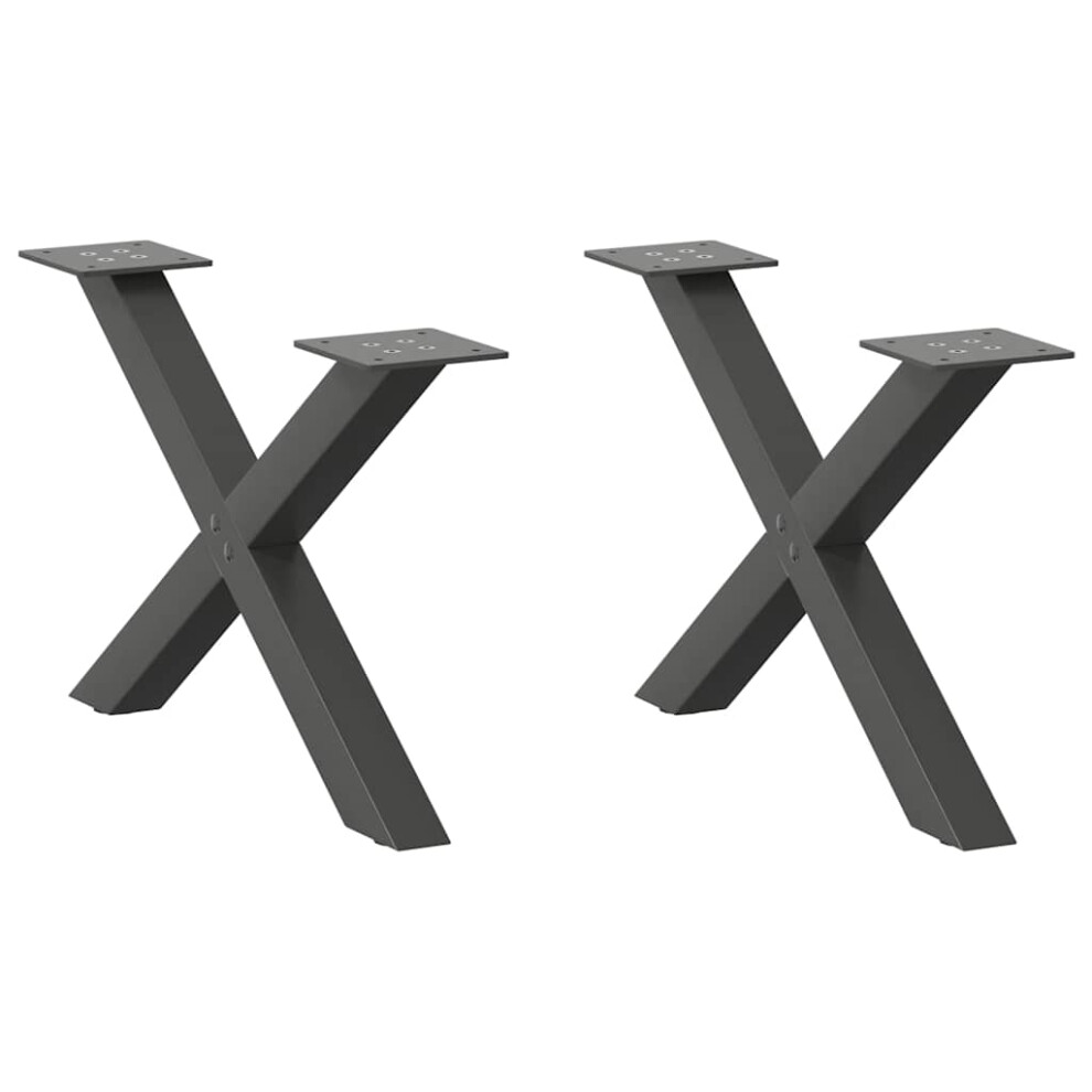 (anthracite, 60 x (30-31) cm (40 mm)/ 2 pcs) vidaXL Dining Table Legs X-Shaped Desk Legs Kitchen Metal Furniture Legs Steel