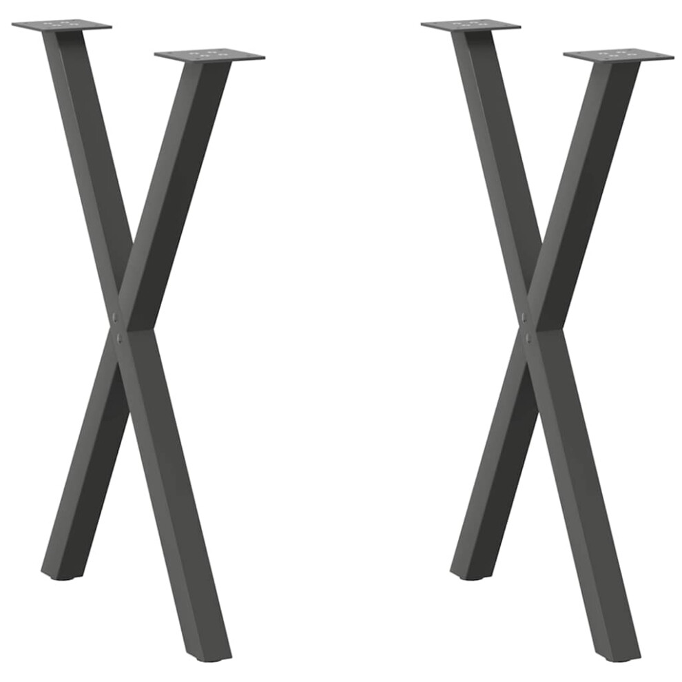 (anthracite, 60 x (72-73) cm (40 mm)/ 2 pcs) vidaXL Dining Table Legs X-Shaped Desk Legs Kitchen Metal Furniture Legs Steel