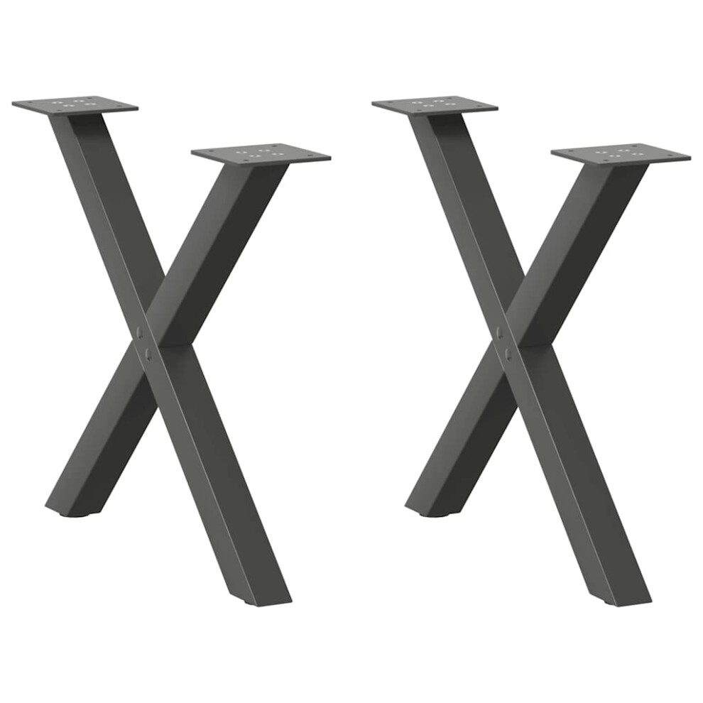 (anthracite, 50 x (42-43) cm (40 mm)/ 2 pcs) vidaXL Dining Table Legs X-Shaped Desk Legs Kitchen Metal Furniture Legs Steel