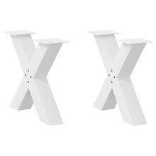 (white, 60 x (42-43) cm (80 mm)/ 2 pcs) vidaXL Dining Table Legs X-Shaped Desk Legs Kitchen Metal Furniture Legs Steel