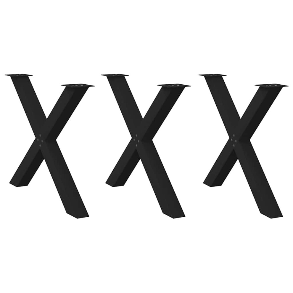 (Black, 90 X (72-73) Cm (80 Mm)/ 3 Pcs) Vidaxl Dining Table Legs X-Shaped Desk Legs Kitchen Metal Furniture Legs Steel 8721158316561
