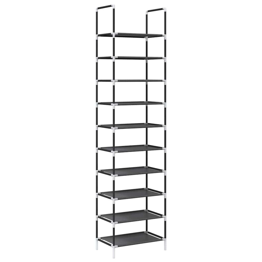 (44 X 28 X 180 cm) vidaXL Shoe Rack 8-Tier Black 44x28x145 Cm Non-woven Fabric Shoe Storage