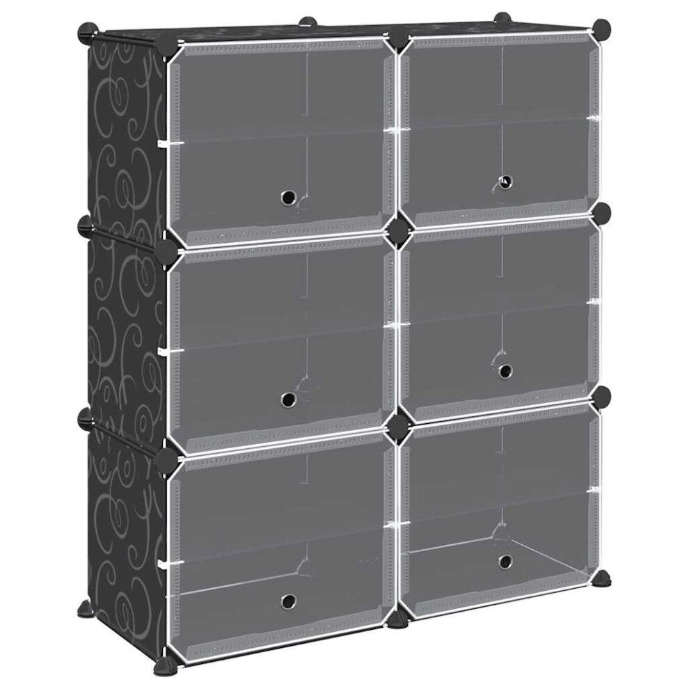 (84.5 X 31.5 X 93.5 cm) vidaXL Storage Cube Organiser With 9 Cubes And Doors Display Shelf Black PP