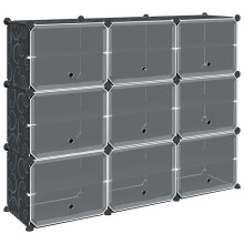 vidaXL Regalsystem mit 9 Würfeln und Türen Schwarz PP