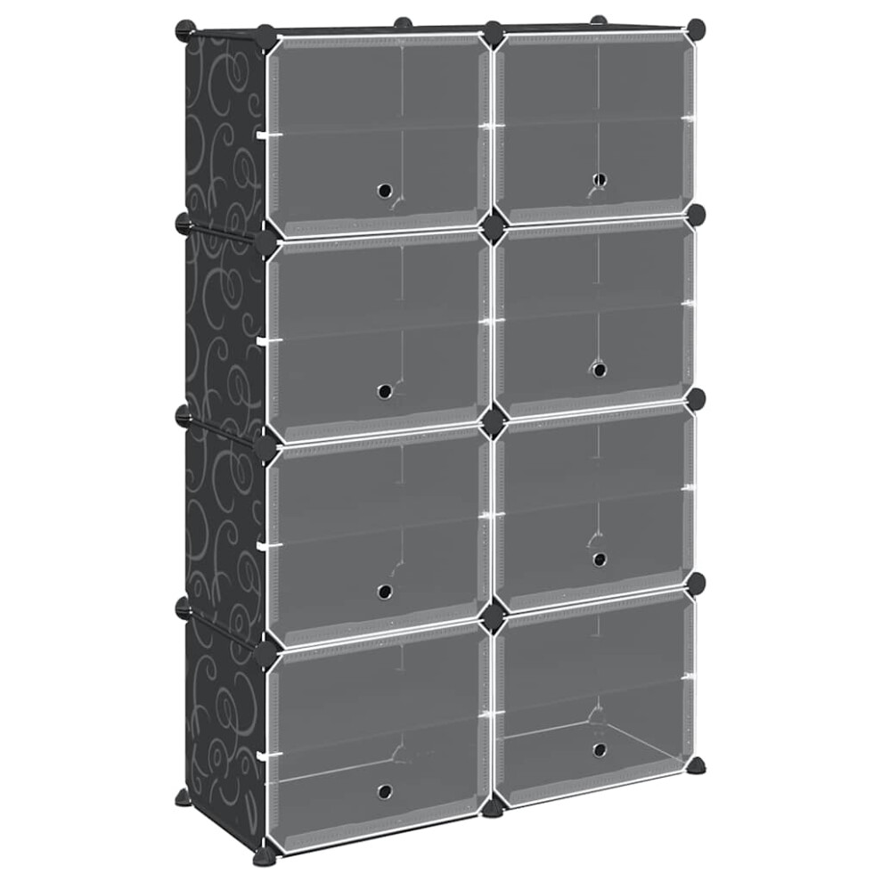 Vidaxl (84 X X 123.5 Cm) Storage Cube Organiser With 9 Cubes And Doors Display Shelf Pp Black Size 31.5
