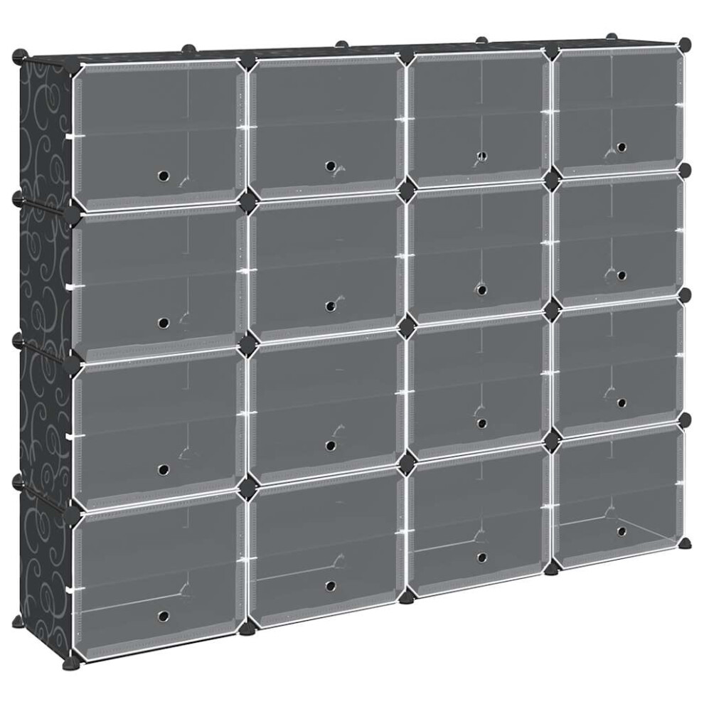 Vidaxl (165.5 X X 123 Cm) Storage Cube Organiser With 9 Cubes And Doors Display Shelf Pp Black Size 31.5