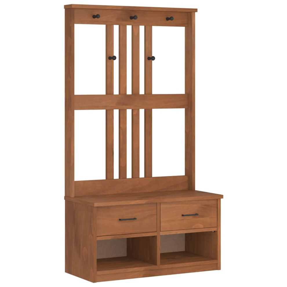 (acacia) vidaXL Hall Tree SANDENS 87x40x159.5cm Solid Wood Pine hallway bench