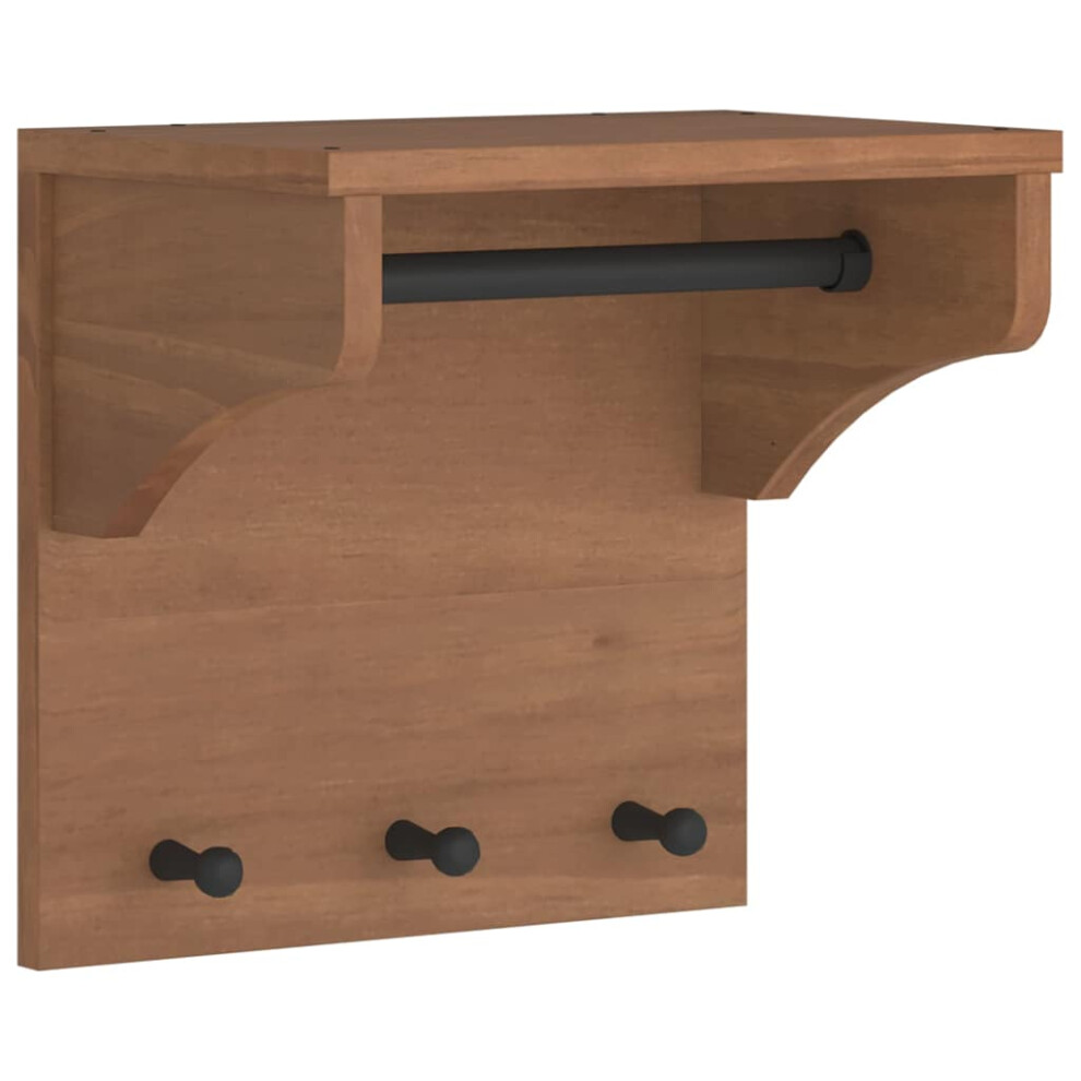 Vidaxl (Wallnut) Wall-Mounted Coat Rack Sandnes 43X30x42 Cm Solid Wood Pine